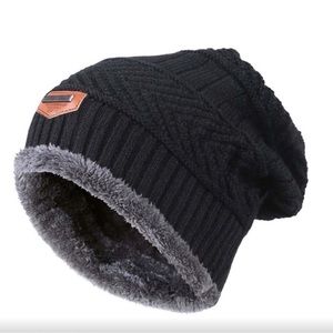 HINDAWI Beanie unisex warm black slouchy knitted stylish heat retention interior